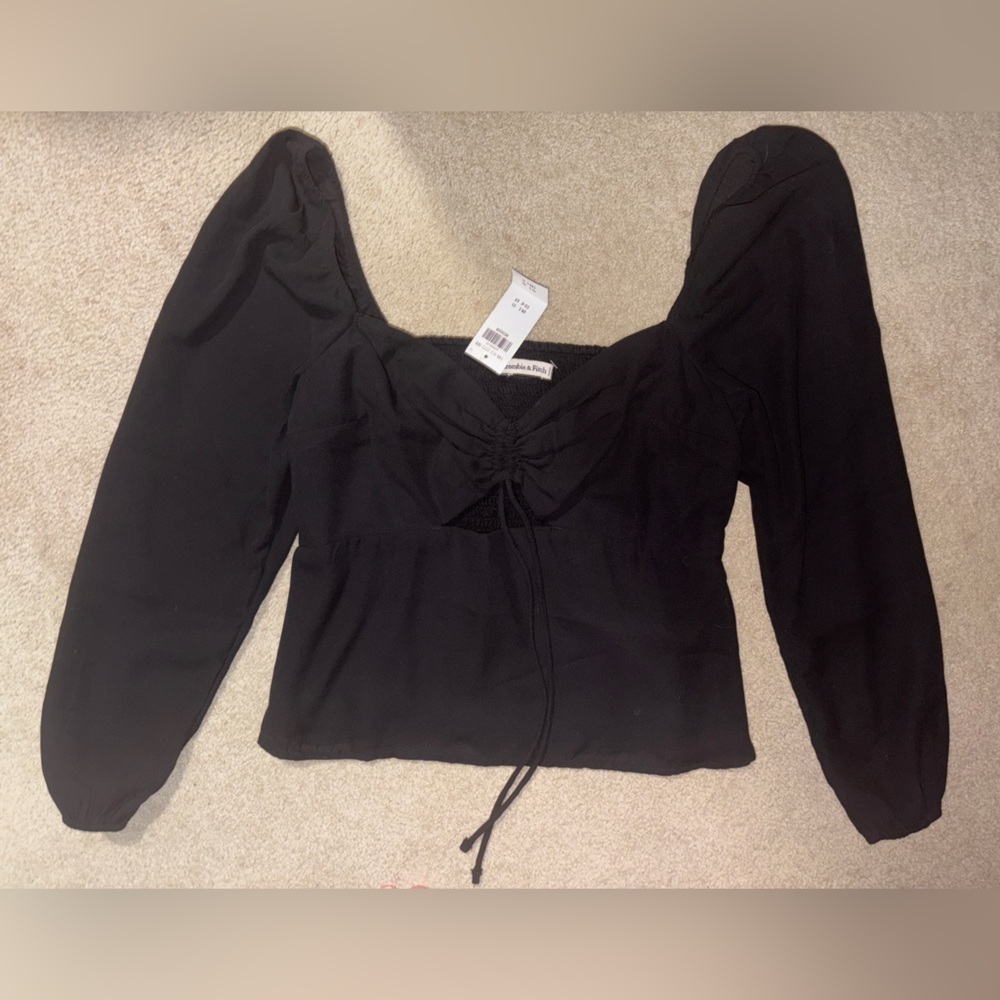 Black Abercrombie & Fitch Drawstring Blouse